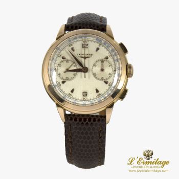 LONGINES<BR>CHRONOGRAPH ORO ROSA CUERDA MANUAL CAB... · ref.: (NIOI)