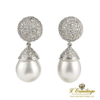 PENDIENTES<BR>PENDIENTES COLGANTES ORO BLANCO PERLA ... · ref.: (NMXM)