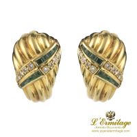 Pendientes antiguos oro amarillo esmeraldas y diamantes