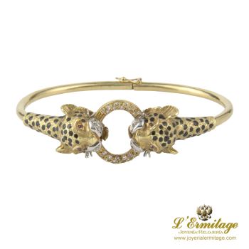 PULSERAS<BR>PULSERA RÍGIDA ORO AMARILLO LEOPARDOS ... · ref.: (SIM)