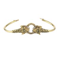 Pulsera rígida oro amarillo leopardos esmaltados