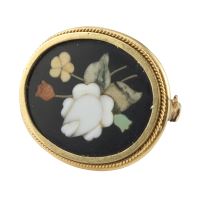 Broche-alfiler antiguo oro amarillo y esmalte