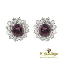 Pendientes oro blanco espinelas y orlas de diamantes