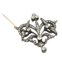 Broche-alfiler antiguo oro amarillo plata y diamantes