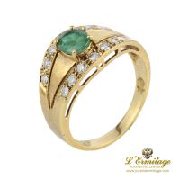 ANILLOS / SORTIJAS<BR>SORTIJA ORO AMARILLO ESMERALDA Y DIAMA...