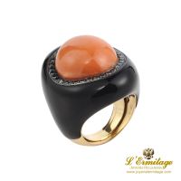 ANILLOS / SORTIJAS<BR>SORTIJA ANTIGUA ORO AMARILLO ONÍX Y CO...