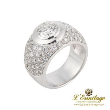 ANILLOS / SORTIJAS<BR>SORTIJA ANCHA ORO BLANCO CON DIAMANTE ... · ref.: PRESENTA CERTIFICADO...