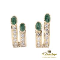 PENDIENTES<BR>PENDIENTES ORO AMARILLO ESMERALDA Y DI...