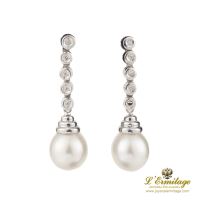 PENDIENTES<BR>PENDIENTES COLGANTES ORO BLANCO PERLA ...