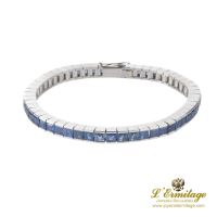 PULSERAS<BR>PULSERA RIVIERE EN ORO BLANCO CON ZAFI...