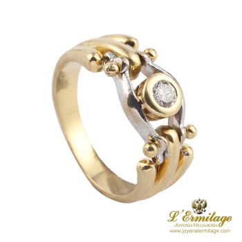 ANILLOS / SORTIJAS<BR>SOLITARIO EN ORO AMARILLO Y ORO BLANCO... · ref.: (AMX)