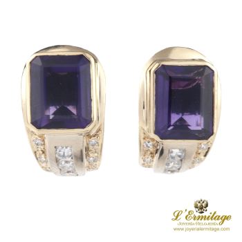 PENDIENTES<BR>PENDIENTES EN ORO AMARILLO CON AMATIST... · ref.: (RCI)