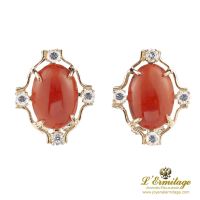 PENDIENTES<BR>PENDIENTES EN ORO AMARILLO CON CORAL Y...