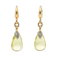 Pendientes pomellato en oro amarillo con citrino, esmerladas y brillantes.