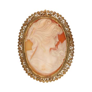 BROCHES / ALFILERES<BR>BROCHE-COLGANTE CAMAFEO EN ORO AMARILL... · ref.: (CMX)