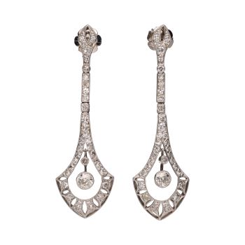 PENDIENTES<BR>PENDIENTES EN ORO BLANCO Y DIAMANTES. · ref.: PRESENTA CERTIFICADO...