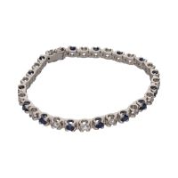 Pulsera en oro blanco con zafiros y brillantes.