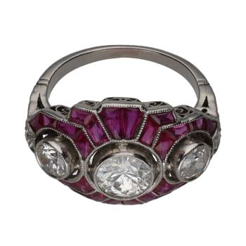ANILLOS / SORTIJAS<BR>SORTIJA ORO BLANCO CON RUBÍES Y BRILLA... · ref.: PRESENTA CERTIFICADO...