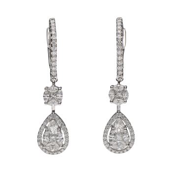 PENDIENTES<BR>PENDIENTES LARGOS EN ORO BLANCO CON DI... · ref.: 
