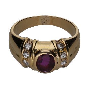 ANILLOS / SORTIJAS<BR>SORTIJA EN ORO AMARILLO CON RUBÍ Y BRI... · ref.: (AXM)
