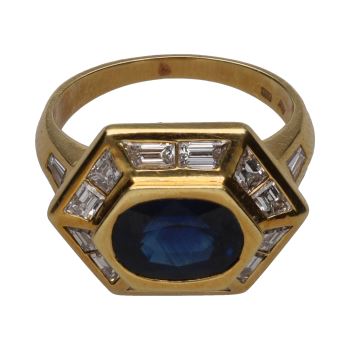 ANILLOS / SORTIJAS<BR>SORTIJA EN ORO AMARILLO CON ZAFIRO Y B... · ref.: PRESENTA CERTIFICADO...