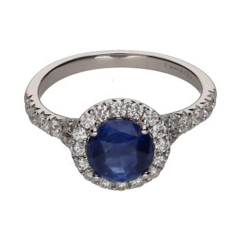 ANILLOS / SORTIJAS<BR>SORTIJA EN ORO BLANCO CON UN ZAFIRO Y ... · ref.: PRESENTA CERTIFICADO...