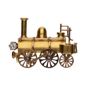 BROCHES / ALFILERES<BR>BROCHE  S-XIX EN FORMA DE LOCOMOTORA E... · ref.: (RMX)