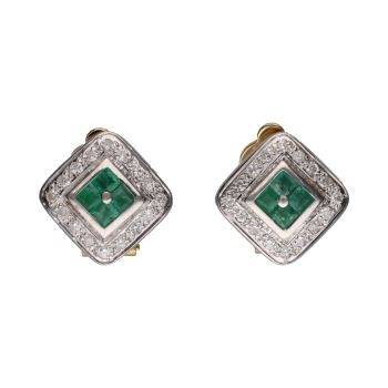 PENDIENTES<BR>PENDIENTES EN ORO BLANCO CON ESMERALDA... · ref.: (AXI)