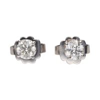 PENDIENTES<BR>PENDIENTES EN ORO BLANCO CON BRILLANTE...