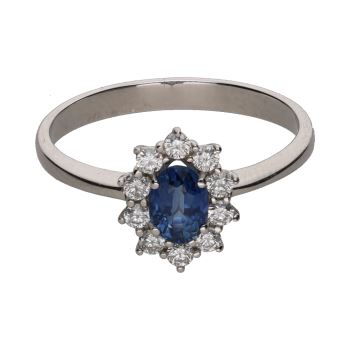 ANILLOS / SORTIJAS<BR>SORTIJA EN ORO BLANCO CON ZAFIRO Y ORL... · ref.: PRESENTA CERTIFICADO...