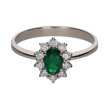 ANILLOS / SORTIJAS<BR>SORTIJA EN ORO BLANCO CON ESMERALDA Y ... · ref.: (SMX)