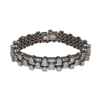 PULSERAS<BR>PULSERA EN ORO BLANCO CON BAGUETTES Y ... · ref.: (SIMX)