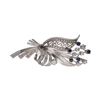 BROCHES / ALFILERES<BR>BROCHE EN ORO BLANCO CON BRILLANTES Y ... · ref.: (OMX)