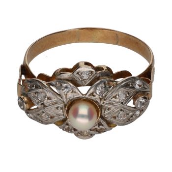 ANILLOS / SORTIJAS<BR>SORTIJA ANTIGUA EN ORO AMARILLO, PERLA... · ref.: (NIM)
