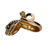 Sortija forma de serpiente en oro amarillo con esmalte. Talla 13.