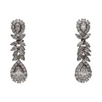 PENDIENTES<BR>PENDIENTES LARGOS EN ORO BLANCO CON DI...