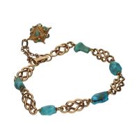 PULSERAS<BR>PULSERA EN ORO AMARILLO CON TURQUESAS....
