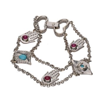 PULSERAS<BR>PULSERA EN ORO BLANCO CON MOTIVOS ARÁB... · ref.: (NMXM)