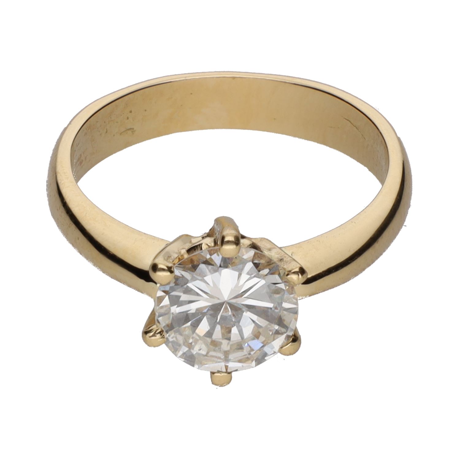 Sortija en oro amarillo con un brillante. Talla 13.