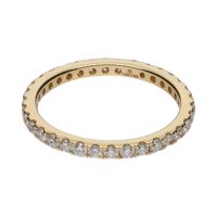 Sortija eternity en oro amarillo con brillantes. Talla 13.