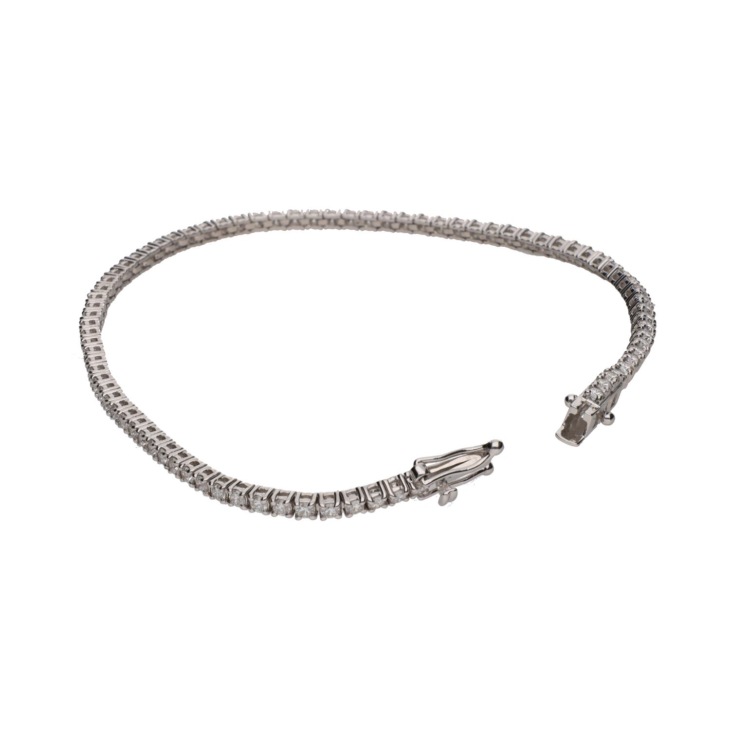 Pulsera riviere en oro blanco con brillantes.