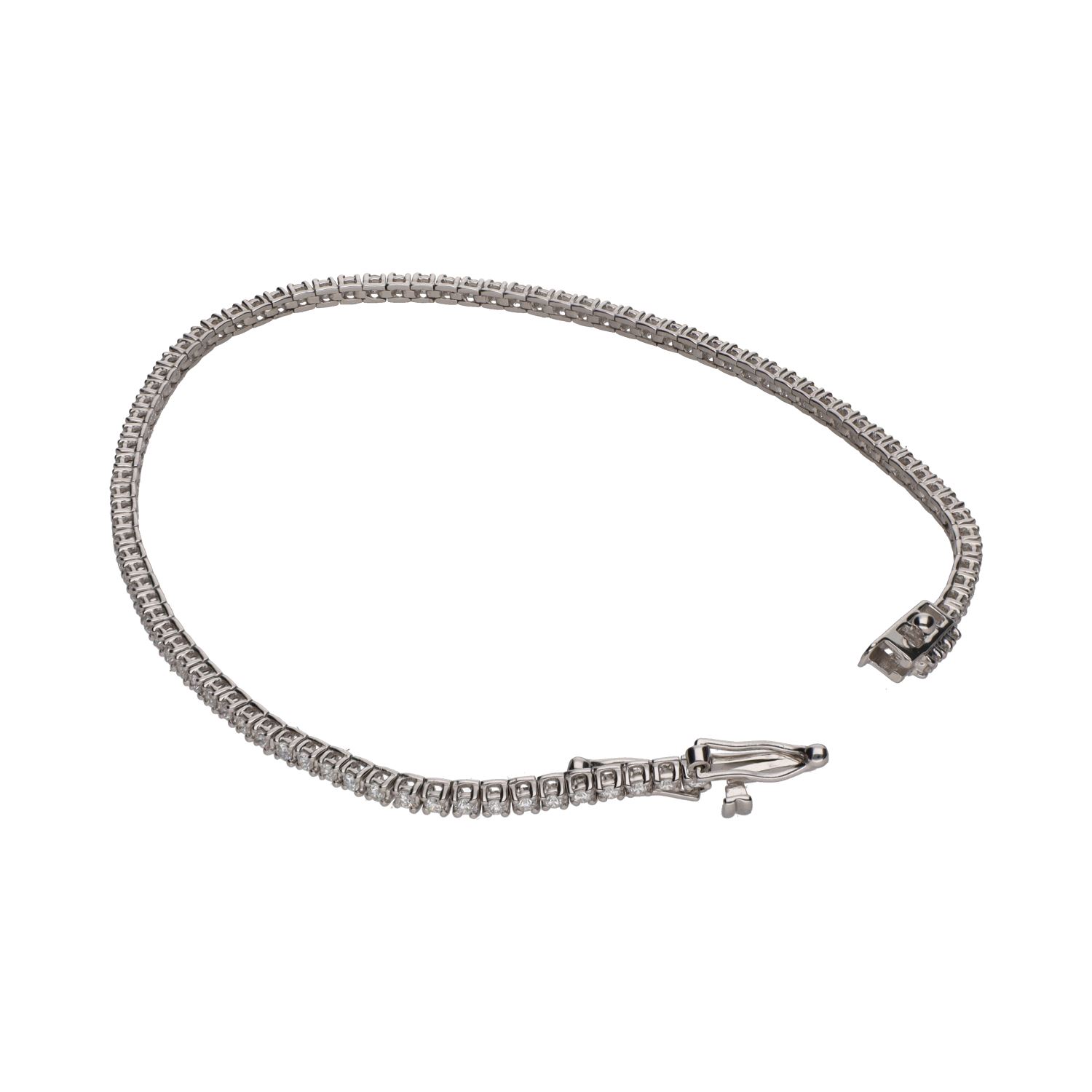 Pulsera riviere en oro blanco con brillantes.