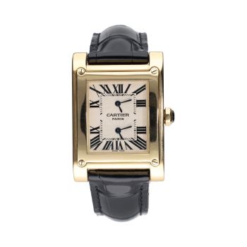 CARTIER<BR>TANK A DUAL TIME ORO AMARILLO CUERDA M... · ref.: 2551