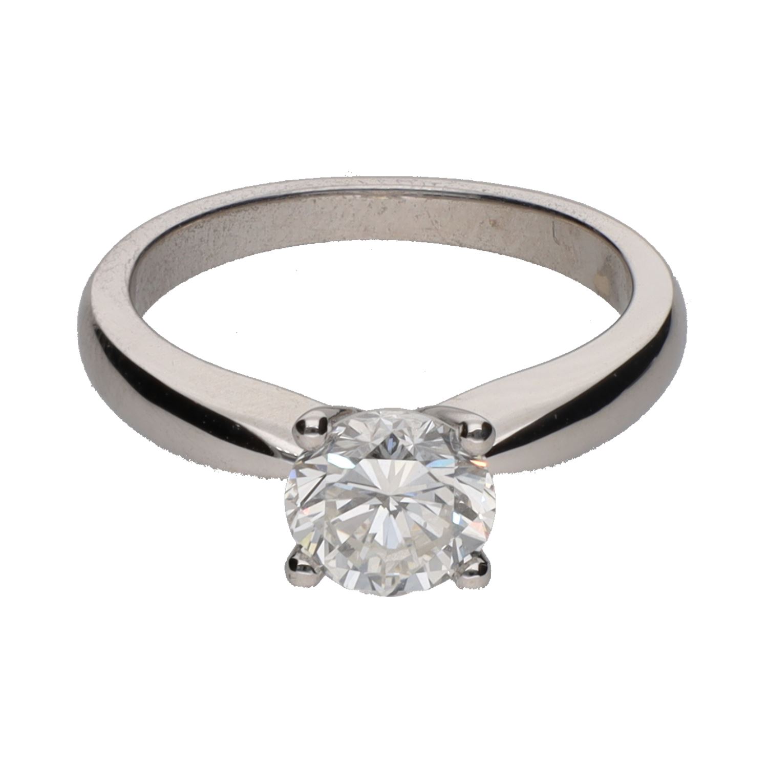 Sortija solitario en oro blanco con un brillante de 1,13ct. Talla 12.