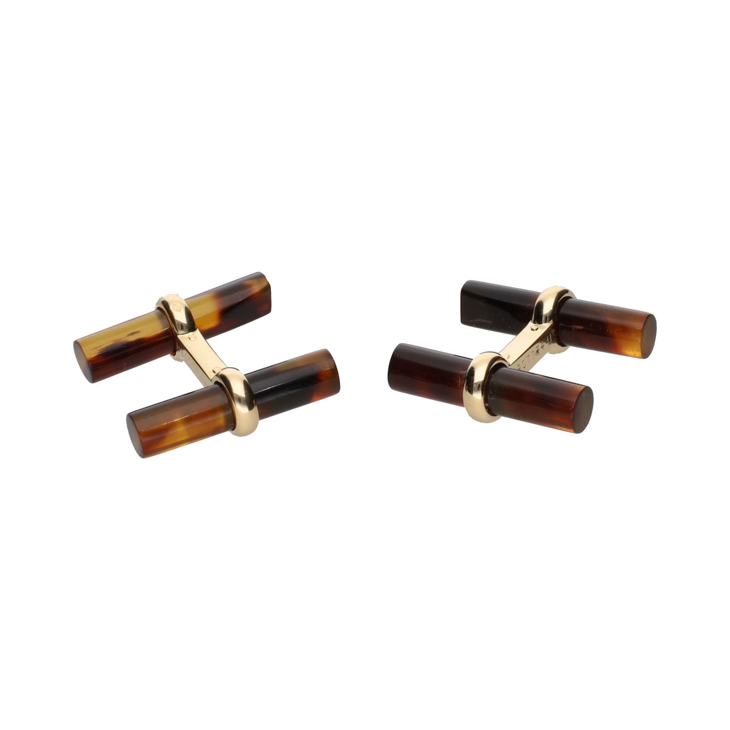 Gemelos f van cleef en oro amarillo con ojo de tigre.