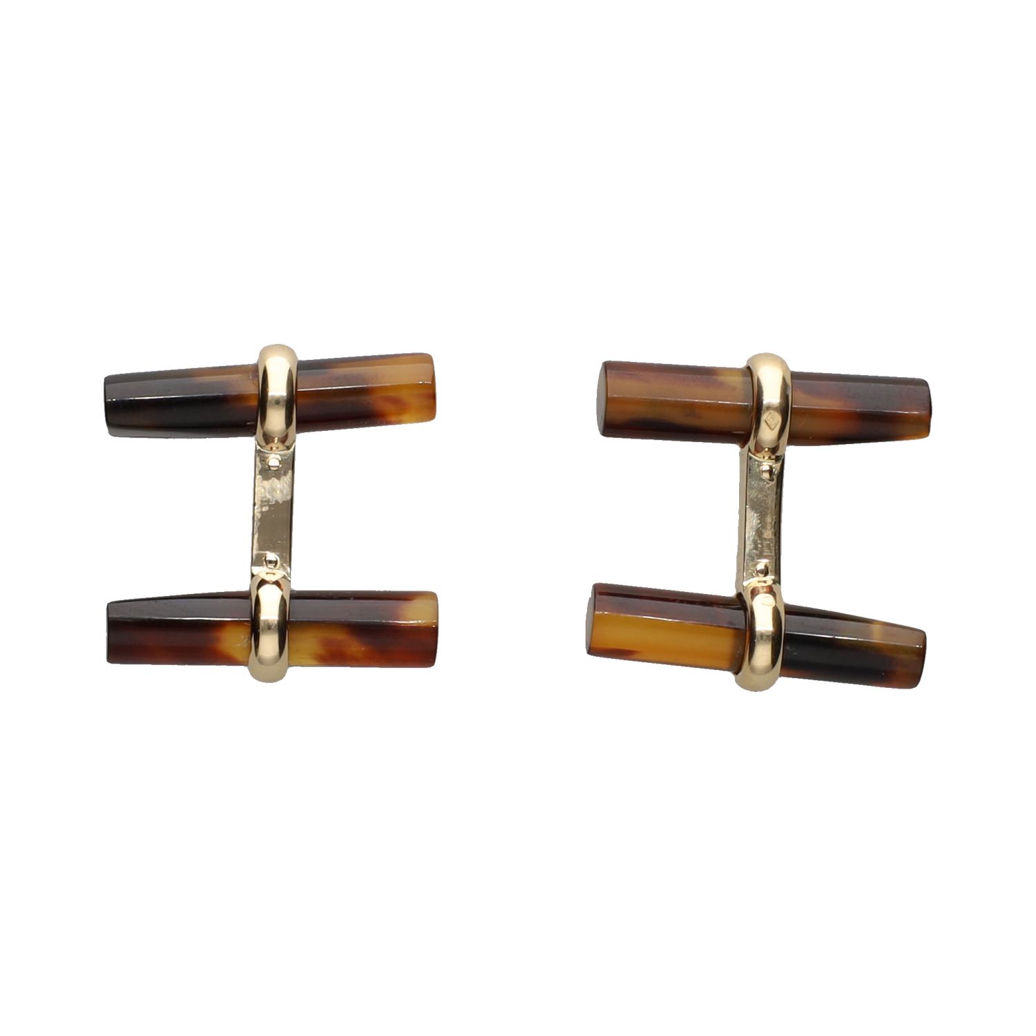 Gemelos f van cleef en oro amarillo con ojo de tigre.