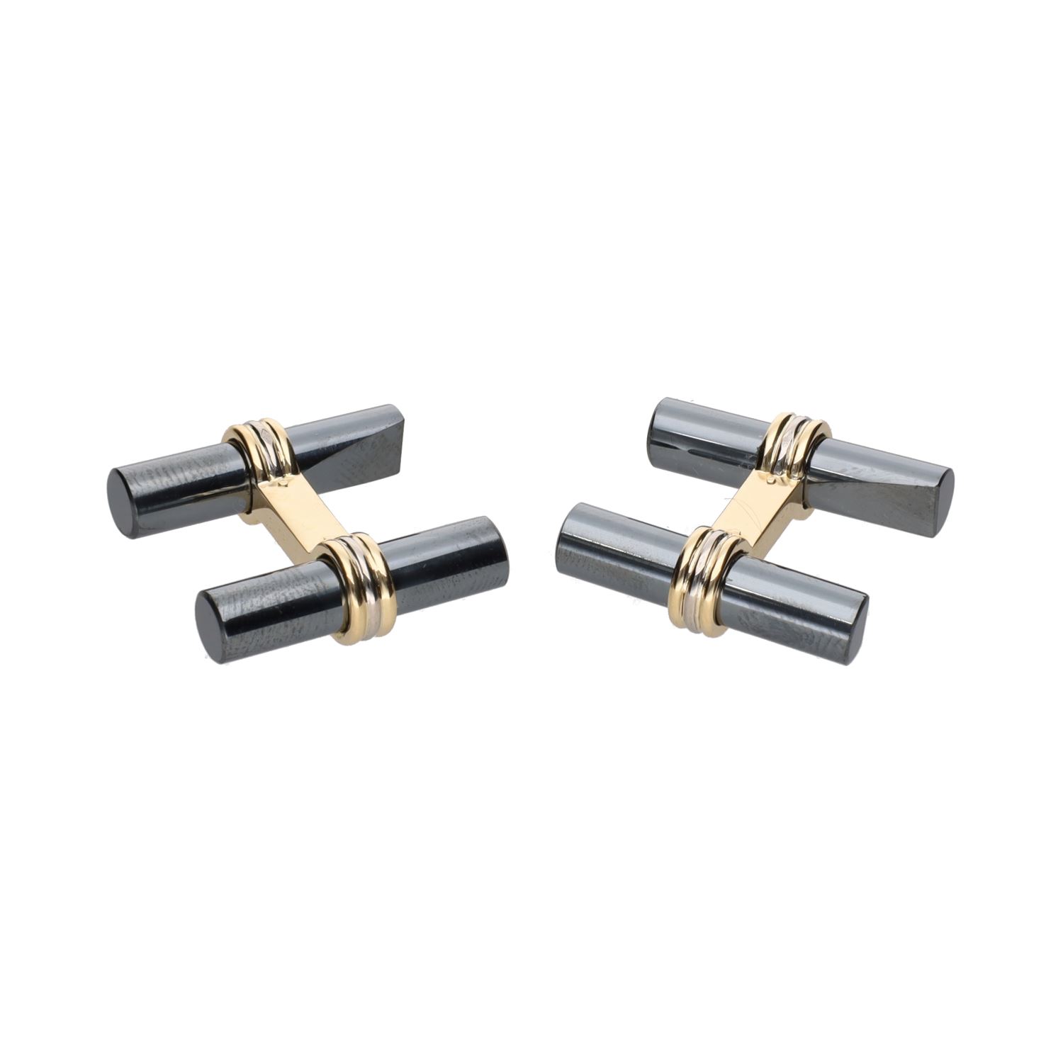 Gemelos f van cleef en oro amarillo con hematita.