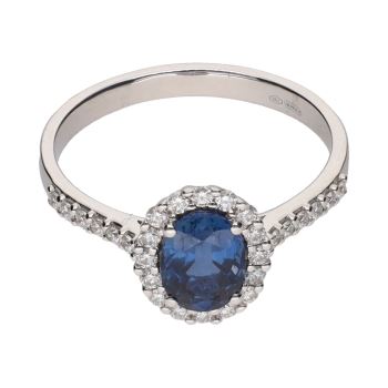 ANILLOS / SORTIJAS<BR>SORTIJA EN ORO BLANCO CON ZAFIRO Y BRI... · ref.: PRESENTA CERTIFICADO...