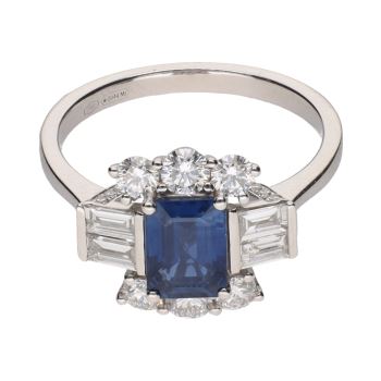 ANILLOS / SORTIJAS<BR>SORTIJA EN ORO BLANCO CON ZAFIRO Y BRI... · ref.: PRESENTA CERTIFICADO...