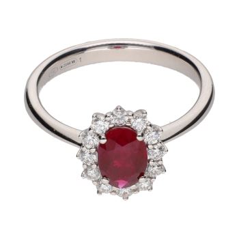 ANILLOS / SORTIJAS<BR>SORTIJA EN ORO BLANCO CON RUBÍ Y BRILL... · ref.: PRESENTA CERTIFICADO...